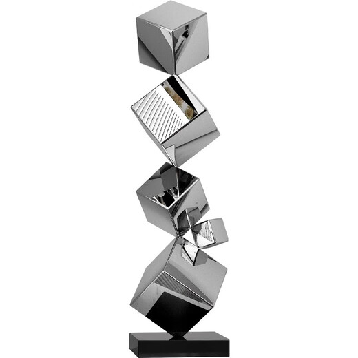 Mamorino German brand simple stainless steel sculpture art light luxury high-end hotel lobby entrance niche table decoration corrugated style (small size)