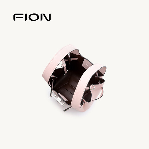 FION 2025 New Bag Genuine Leather Bucket Women's Bag Premium Handbag Large Capacity Shoulder Bag Pink/Brown