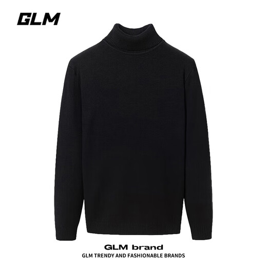GLM crew neck sweater men's autumn and winter trendy knitted sweater men's casual bottoming sweater men's black L