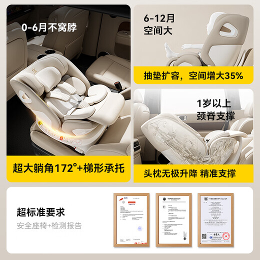 Newbell Infant Safety Seat Child Safety Seat Car Seat 0-12 Years Old Ventilation Heating Seat Belt Exclusive Edition i-Safe Certified Polar Gray Three-Channel Intelligent Ventilation