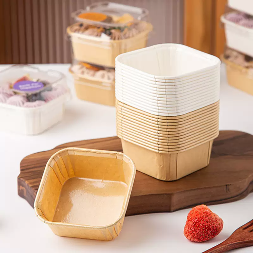 Yusenyi cupcake mold square disposable covered baking paper tray tool bread packaging box cup date cake oven pure white square (50 pcs) 50 pcs pure white square (50 pcs)