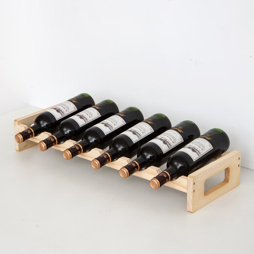 Tanbeiman red wine display rack solid wood red wine rack home creative wine rack wine bottle rack red wine display rack storage wine cabinet decorative ornaments two-layer log color 3 bottles