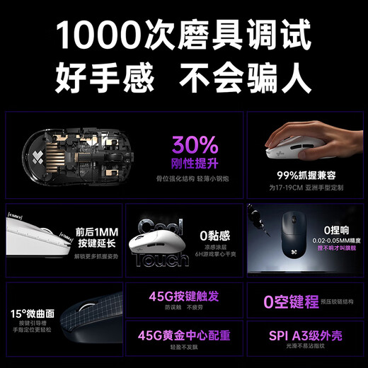 西伯利亚（XIBERIA）EX无线游戏鼠标轻量化 有线/2.4G双模连接 游戏电竞办公PAW3950传感器 长续航可充电人体工学设计 EX科技白【旗舰新品】-PAW3950传感器