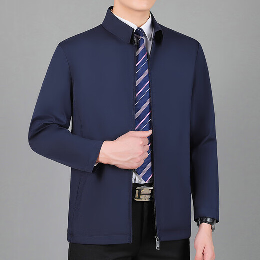 Lapel executive jacket leader style autumn and winter new velvet men's middle-aged and elderly dad wear stand-up collar jacket casual wear 219 black velvet 4XL