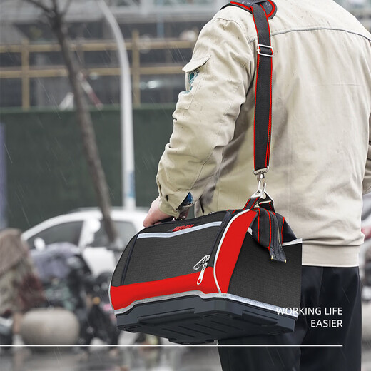 Sailoto tool bag is strong and durable, multi-functional repair canvas electrician storage bag, men's thickened tool bag, new 20-inch reinforced plastic base + parts box