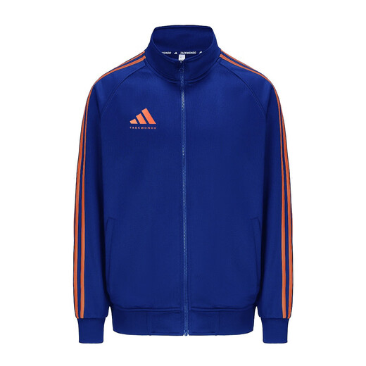 Adidas Jacket Men's Spring and Autumn Running Sports Knitted Stand Collar Jacket Outdoor Sportswear Blue Orange XL