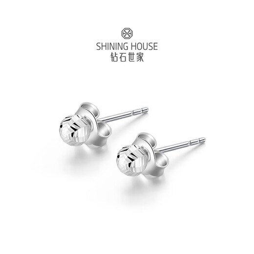 Diamond Family PT950 platinum ball earrings multi-faceted sparkling platinum earrings anniversary holiday gift classic ear piercing single piece about 0.6g