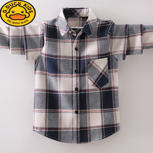 G.duck3-15 years old boys plaid shirt autumn and winter fashionable children's cotton long-sleeved shirt boy cardigan jacket orange 120 cm