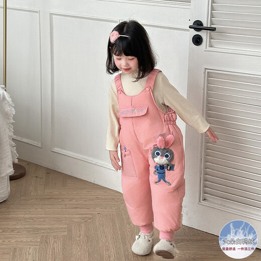 G.DUCKKIDS children's clothing Northeastern pair of winter children's down pants, girls' pants, winter cold-resistant and warm white duck down overalls for men, pink 90 cm, recommended height 85-95cm