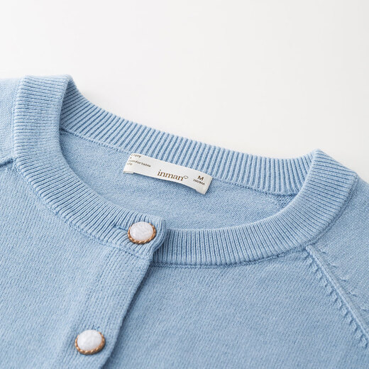 Inman (Inman) Estilo de fragancia Pequeño chaqueta de cárdigan de punto sólido para mujeres 2025 Autumn Sweater informal suelto suelto simple y versátil Blue Blue XL