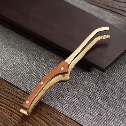 Meikejie pure brass tea clip, cup clip, tea tweezers, tea set accessories, copper tea making tools, cup washing tea clip, thickened non-slip tea clip, plain short clip
