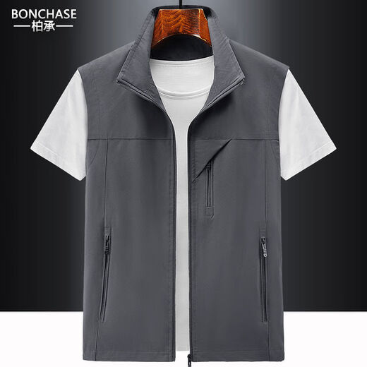 Multi-pocket vest men's outdoor thin fishing loose custom vest work clothes for middle-aged and elderly people in autumn, autumn, dark blue M