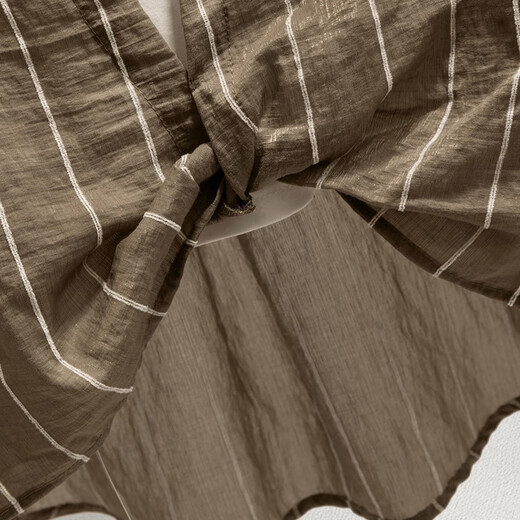 Sibaishe fashion suit 2025 autumn new women's lapel long-sleeved striped shirt with slim slim vest two-piece set coffee color S