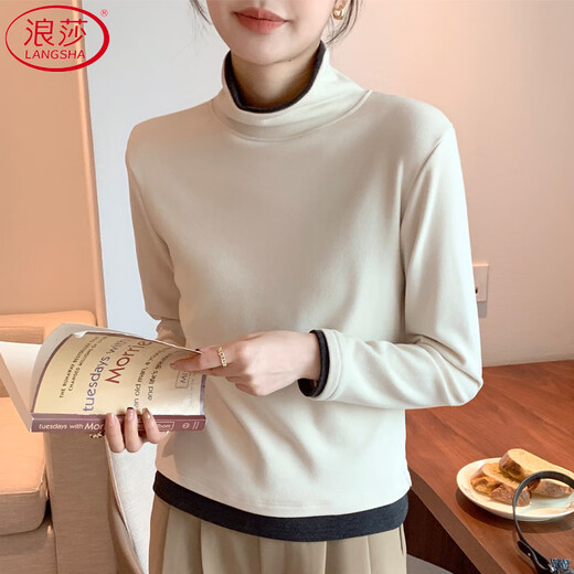 Langsha fake two-piece bottoming shirt for women in winter 2025 new German velvet warm and slim fit inner high-neck long-sleeved top