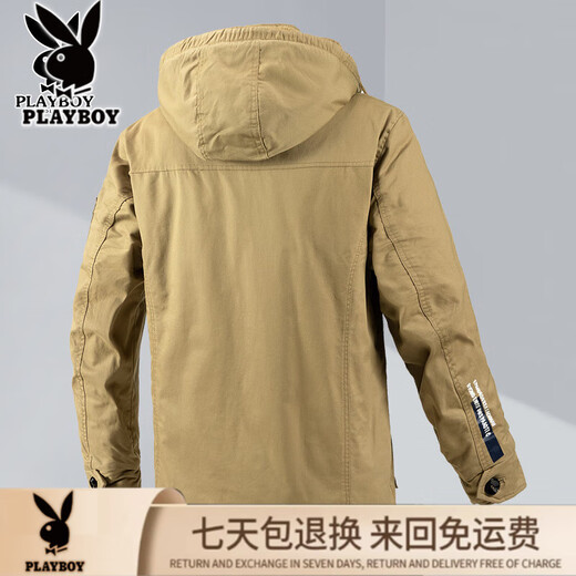 Playboy Pure Cotton Mid-Length Workwear Down Jacket Men's Winter New Middle-aged and Elderly Plus Velvet Thickened Warm Cotton Jacket 2228# Military Green M Suitable for 90-110 Jin Jin equals 0.5 kg