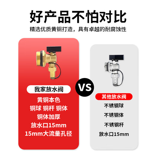 Andatong heating vent valve floor heating drain valve manifold drainage sewage brass high flow radiator quick valve brass (1 inch) upgraded high flow with plug