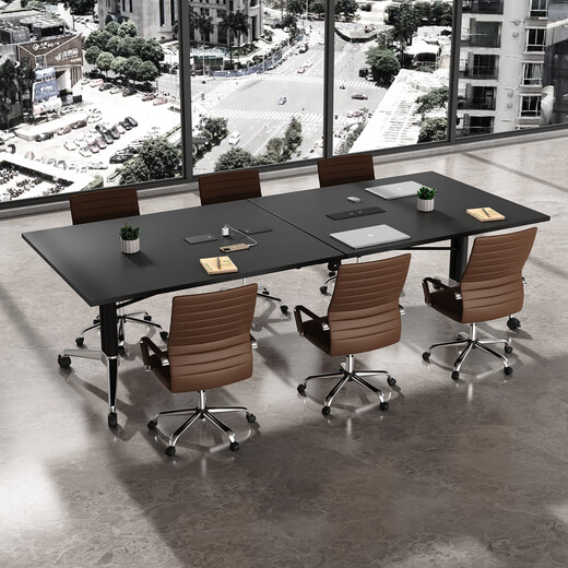 迈亚家具折叠会议桌可移动长条桌移动拼接折叠桌多功能大书桌培训桌包送装 1.6*0.8米 商务黑【无插排】包安装