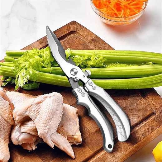 JCZS Tijeras Alemanas para Cocina Tijeras Especiales para Pollos, Patos y Gansos, Tijeras para Alimentos Multifuncionales, Tijeras para Huesos Fuertes, Tijeras para Huesos de Pollo de Acero Inoxidable Plateado para el hogar de Acero Inoxidable 1 par