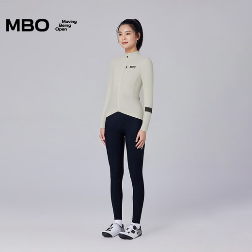 MBO New Color LightWarm Women's Autumn and Winter Light and Warm All-Match Fleece Cycling Jersey C171 Moon White M