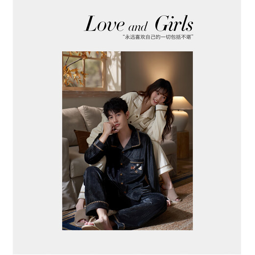 Mrs. Slee SLEEP TIGHT couple pajamas 2025 new women's winter island velvet thickening plus velvet simple temperament men can wear winter suit YR925005-Men's XL