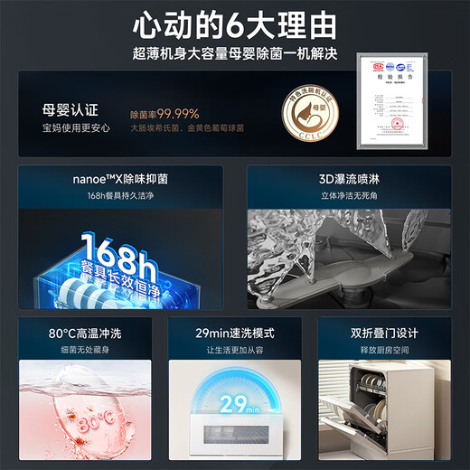 Panasonic (Panasonic) Panasonic desktop dishwasher 5 sets fully automatic household small desktop free installation sterilization and drying NP-TF6WK1Y 6 sets of the following white main picture models