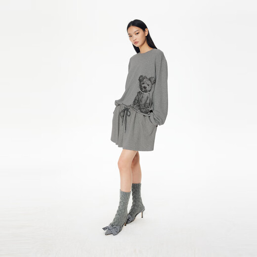 RE VAN Rui Fan new designer style cute puppy sweatshirt and skirt suit RL92403457 light gray XS /34