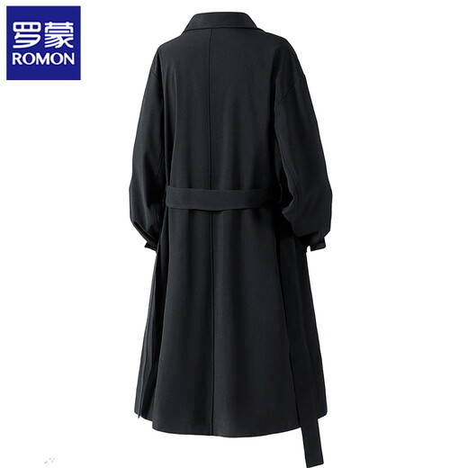 Luo Meng high-end mid-length windbreaker jacket for men in spring and autumn high-end casual over-the-knee coat for men black XL 130-160Jin Jin equals 0.5 kg