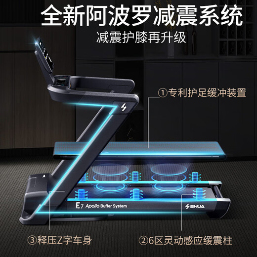 Shuhua (SHUA) Home Treadmill Home E7 Hill Climbing Walking Machine Apollo Shock Absorption Indoor Silent Foldable Marathon Training Edition - Apollo Shock Absorption/Shuttle Adjustment