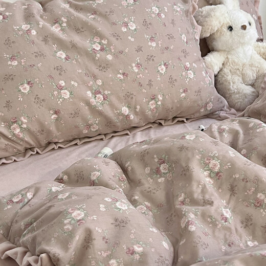 YOLANNA Luolai 2025 autumn and winter new product cotton plus velvet baby velvet craft bean velvet quilt cover bed sheet four-piece set Fenyuan bed sheet style 1.2m three-piece set