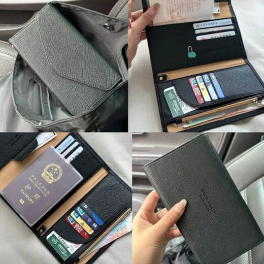 Shijanu Reisepasstasche 2025 Neue RFID-Multifunktions-Ticket-Dokumententasche Herren- und Damen-Übersee-Geldbörse Reisepasshülle Schwarz