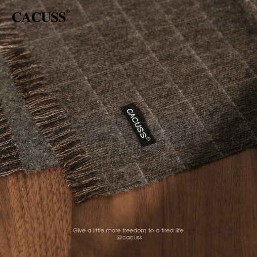 CACUSS pure wool scarf men's autumn and winter thickened warm scarf high-end gift box New Year's birthday gift