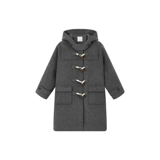ELLE KIDS children's clothing 50% woolen coat girls autumn and winter new French college mid-length warm coat gray 150