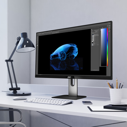 AOC monitor 27-inch 4K ultra-clear built-in speaker IPS low blue light lifting and rotating professionally designed office gaming and entertainment display U27P1U