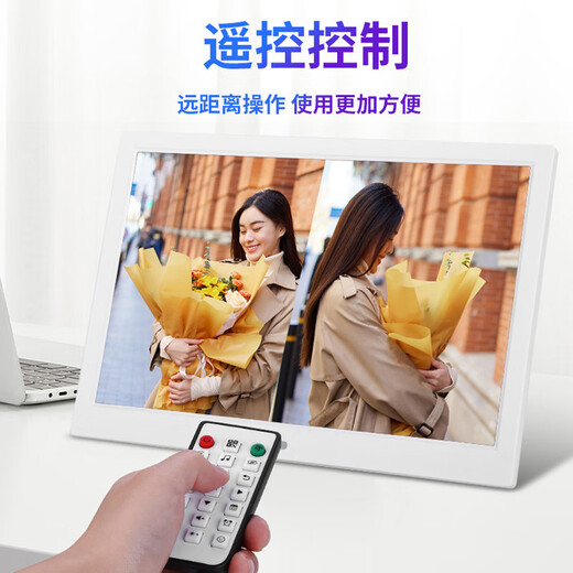 Shockwave Marco de fotos digital de 15 pulgadas, máquina de publicidad de álbum de fotos electrónico, soporte de música para fotos de vídeo de 7/8/10/12/17 pulgadas, súper publicidad comercial, reproducción automática, ultra claro de 19 pulgadas (disco 16G_U)