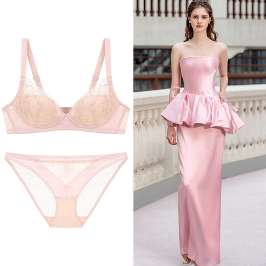 Victoria Palace Lace Bra No Wires Showing Breast Size Breast Support Push-up Breast Control Adjustable Bra Low Waist Panties Set Pink L