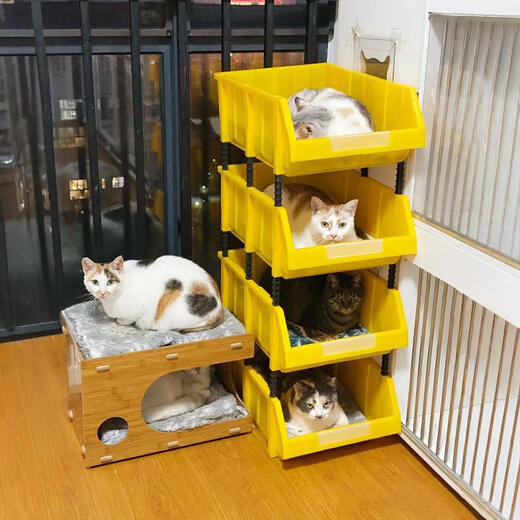 Fantasy inclined tool box container cat litter basin double-layer parts box huge large logistics box turnover box 40 Jin Jin equals 0.5 kg yellow 710x470x255mm thickened (send bracket) can be made into a cat