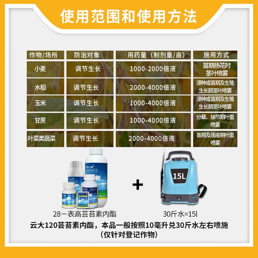 Yunda 120 Yunda YD120 28 high brassinolide rice wheat vegetable sugarcane corn plant growth regulator 10ml