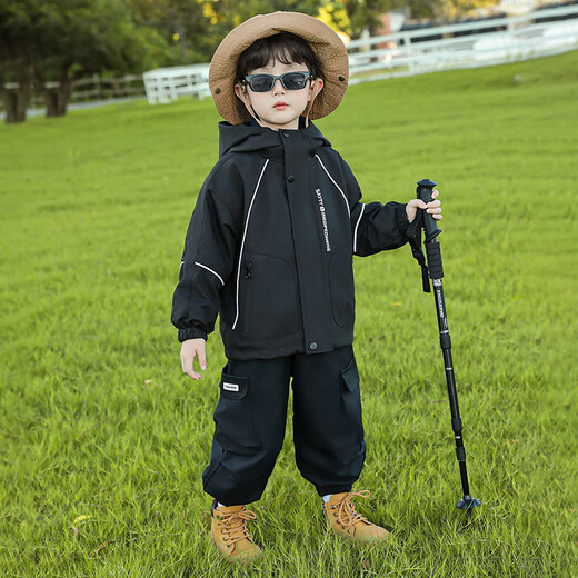 BALA suitable for boys' jackets and girls' three-in-one jackets spring and autumn 2025 new children's handsome anti-black jacket + liner 120