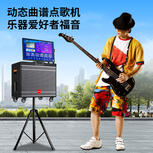 Konka family ktv audio set outdoor square dance audio with display screen live singing and dancing home mobile karaoke speaker karaoke machine touch screen integrated karaoke machine 17-inch screen/10-inch bass wooden box/lever universal wheel/1000G memory