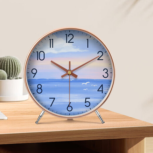 Ocean display clock, table clock, living room ornaments, home desktop high-end table clock, simple and atmospheric clock, modern creativity, table clock A839 gold, Swiss movement, accurate and durable, 8 inches in diameter, 20 cm
