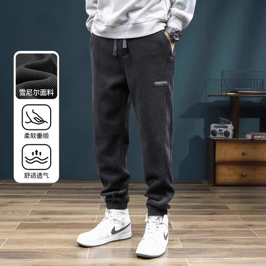 Clearance leakage corduroy casual pants for men in autumn and winter loose leggings sweatpants thickened warm workwear sweatpants Factory direct sales high quality clearance leakage K162 plus velvet gray 4XL Recommended weight 160-170Jin Jin equals 0.5kg Can be worn
