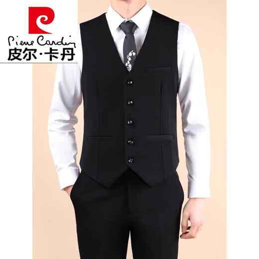 Pierre Cardin suit men's slim business formal casual Korean suit jacket groomsmen groom wedding dress men's single-button black four-piece suit suit + pants + shirt + vest one-word bag 50