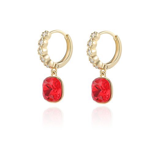 XUPING Xuping jewelry imitation crystal fashionable temperament elegant versatile smart fat square ear buckle gift jewelry red