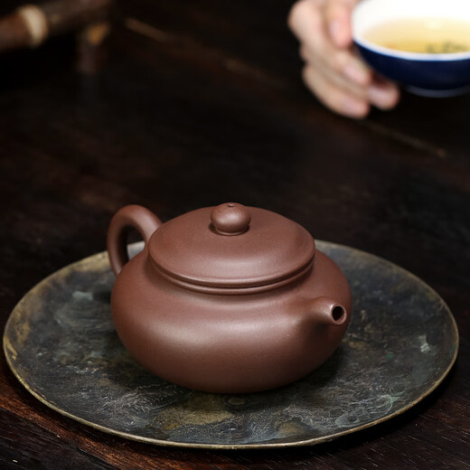 Hidden Pot World Yixing Purple Clay Pot Purely Handmade Teapot Original Mineral Purple Clay Small Capacity Household Kung Fu Tea Set Teapot Antique Pot Antique Pot 170ml
