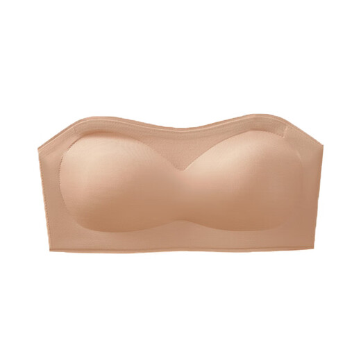 Complete skin color liquid foundation strapless underwear for women with small breasts that does not fall off, gathered, non-slip, invisible off-shoulder tube top, bra season skin color_white clothes not see through S_75-95Jin Jin is equal to 0.5 kg