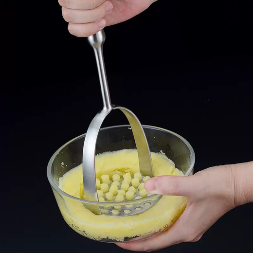 Yusenyi 304 mud auxiliary masher purple thickened commercial mashed potato masher stainless steel spoon baby mashed potato food manual pressing tool 304 stainless steel mud press rosewood handle