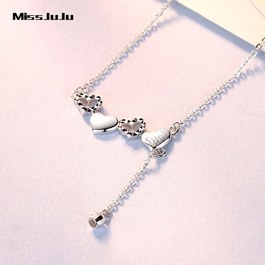 Miss JuJu pt950 platinum star necklace for women platinum love pendant fashion chain gift for girlfriend star necklace 3.6-3.8g + blue silk gift box