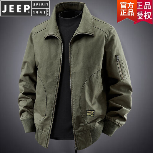JEEP SPIRIT 2025 Spring and Autumn New Pilot Cotton Work Jacket Men's Fashion Loose Casual American Retro Jacket Camel XL Recommended 130-145 Jin Jin equals 0.5 kg Wear