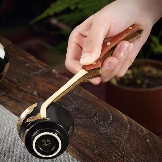 Meikejie pure brass tea clip, cup clip, tea tweezers, tea set accessories, copper tea making tools, cup washing tea clip, thickened non-slip tea clip, plain short clip
