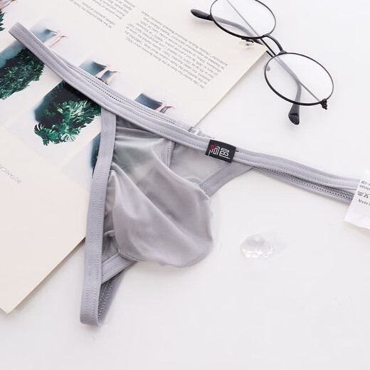 Ayi Men's Underwear Transparent Sexy Fun Ultra Low Waist Thong GayT Pants New Tight One Thread Rose Red M